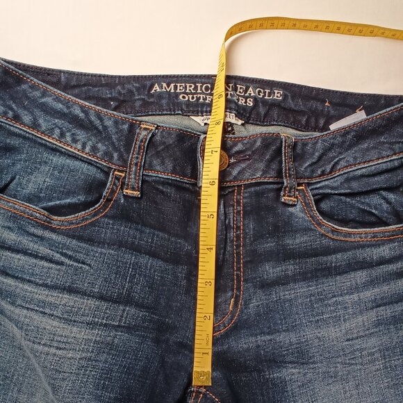 American Eagle Jeans Size 6 X-Long Low Rise Skinny Leg Dark Wash - Picture 8 of 10